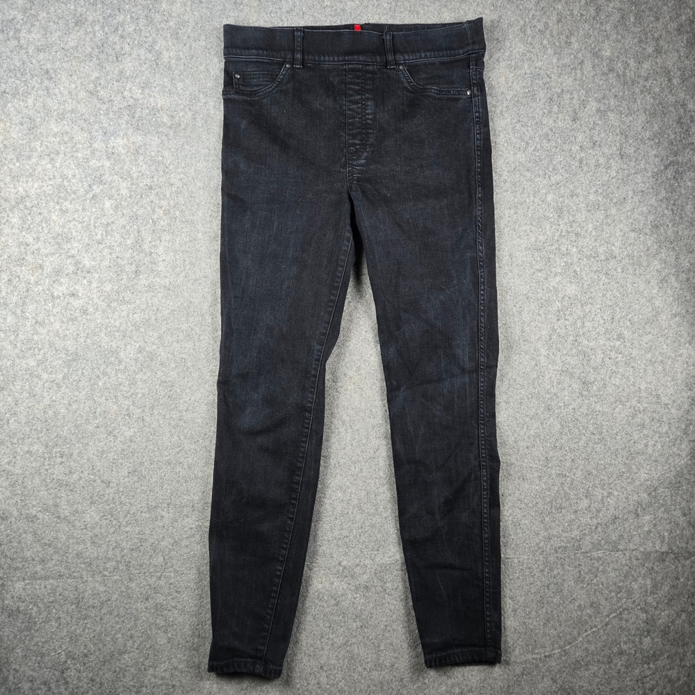 Spanx Denim Leggings Womens L Tall Black Ankle Skinny Pull On Shapewear